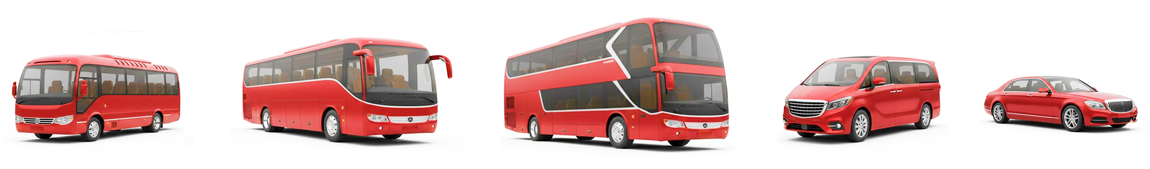 Coach Hire Network fleet of red coaches and minibuses
